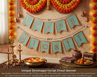 Handmade Happy Diwali Banner, Cardstock Indian Home Decor Garland Banner