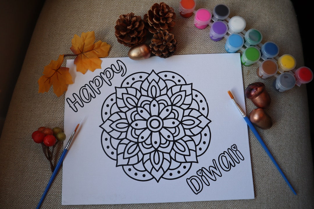 Rangoli Canvas Paint Kit Rangoli Painting Diwali Kids Craft Etsy