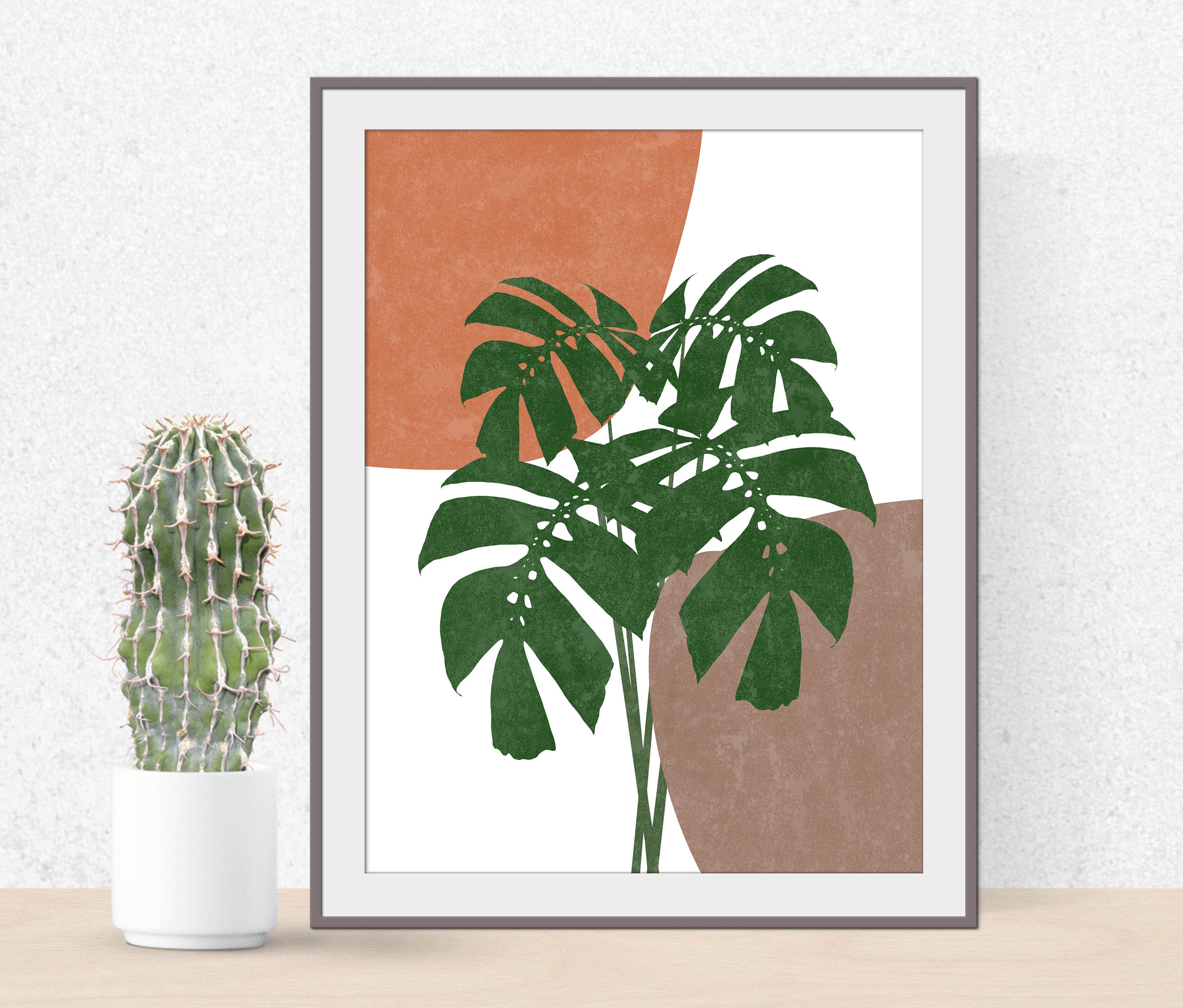 Conjunto de 2 burnt Orange Wall Art Mid Century Arte Abstract Etsy