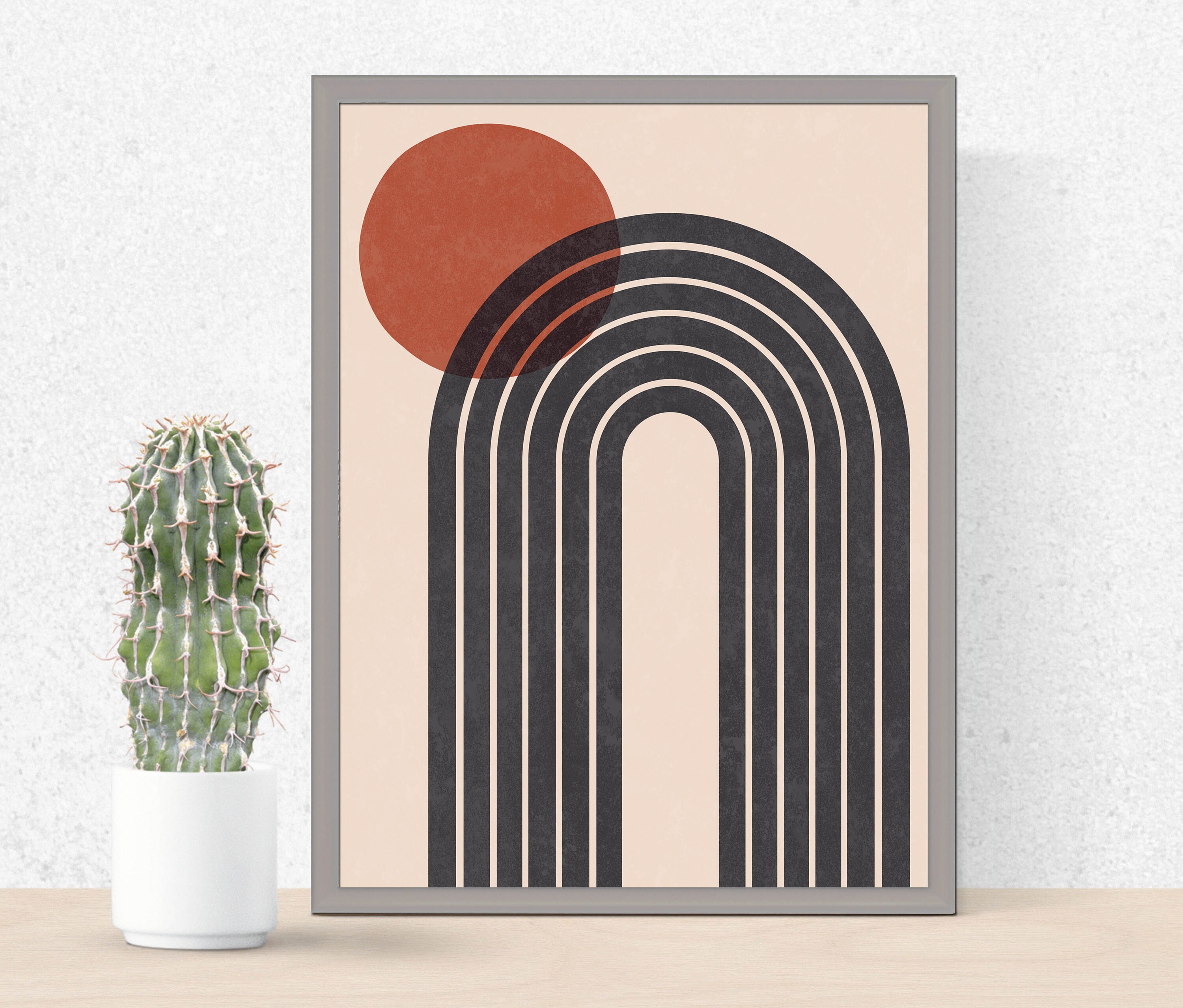 Boho Rainbow Art Print Instant Download Midcentury Wall Art Etsy