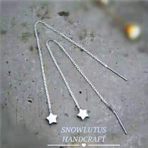 Tiny star threader earrings!925 silver chain earrings with star shape. Simple but classic!