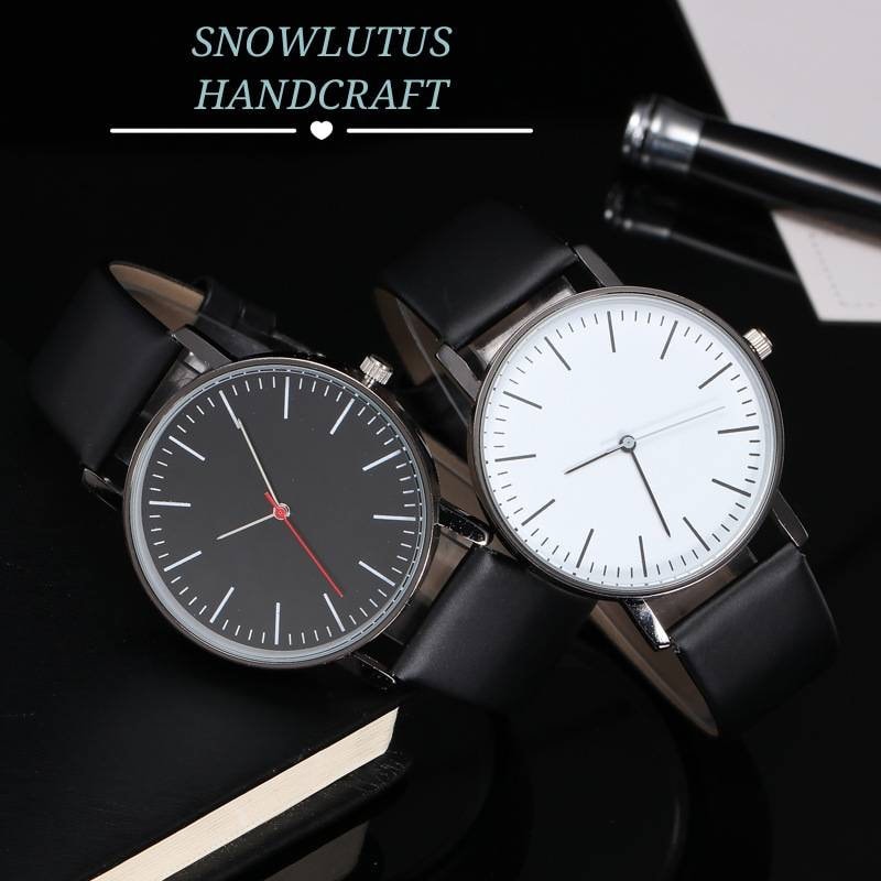 Black Watch for Men. Basic, Minimalist and Modern, With Red Hands and  Easily Interchangeable Leather Strap. 