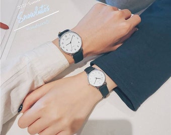 Idea de regalo. Reloj de pareja ultrafino impermeable de estilo minimalista.