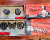 2 GEFU Rosette Waffle Pastry Cookie Buñuelos Cast Iron Molds Germany Waffelbäckerei Bäckerei Handwritten Recipe Inside Boxes