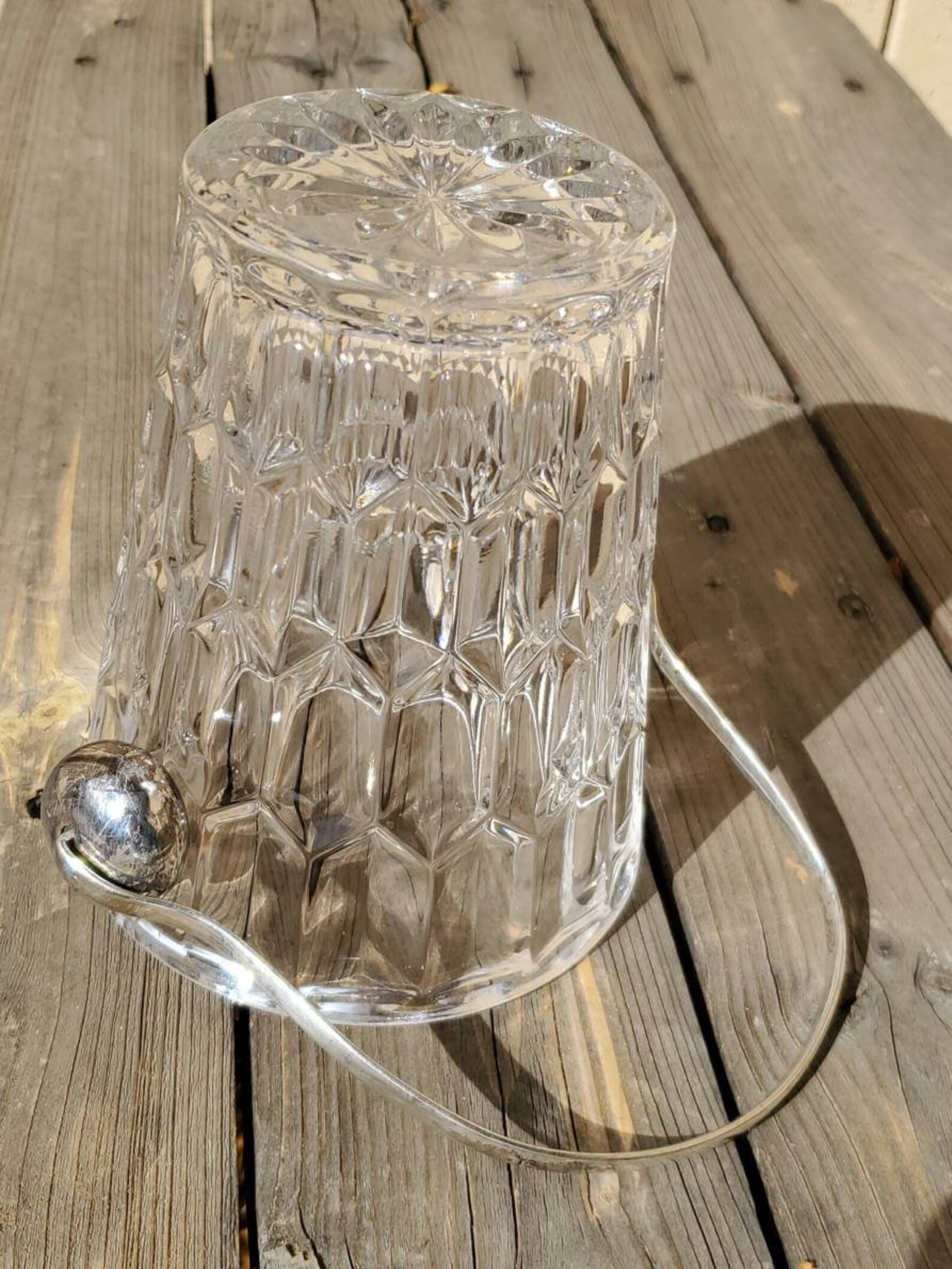 Heavy Crystal Ice Bucket 6 Rustic Silver Handle. 7 Etsy
