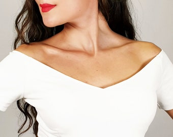 Chique Dancewear Valentina - Blanc Off Shoulder Tango Top