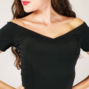Chique Dancewear Valentina- Black Off Shoulder Tango Top