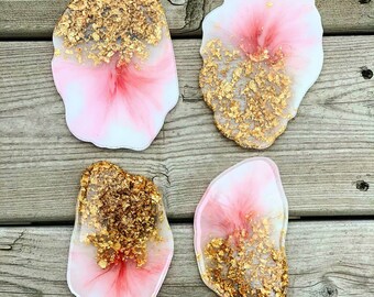 Pink and gold color burst coasters