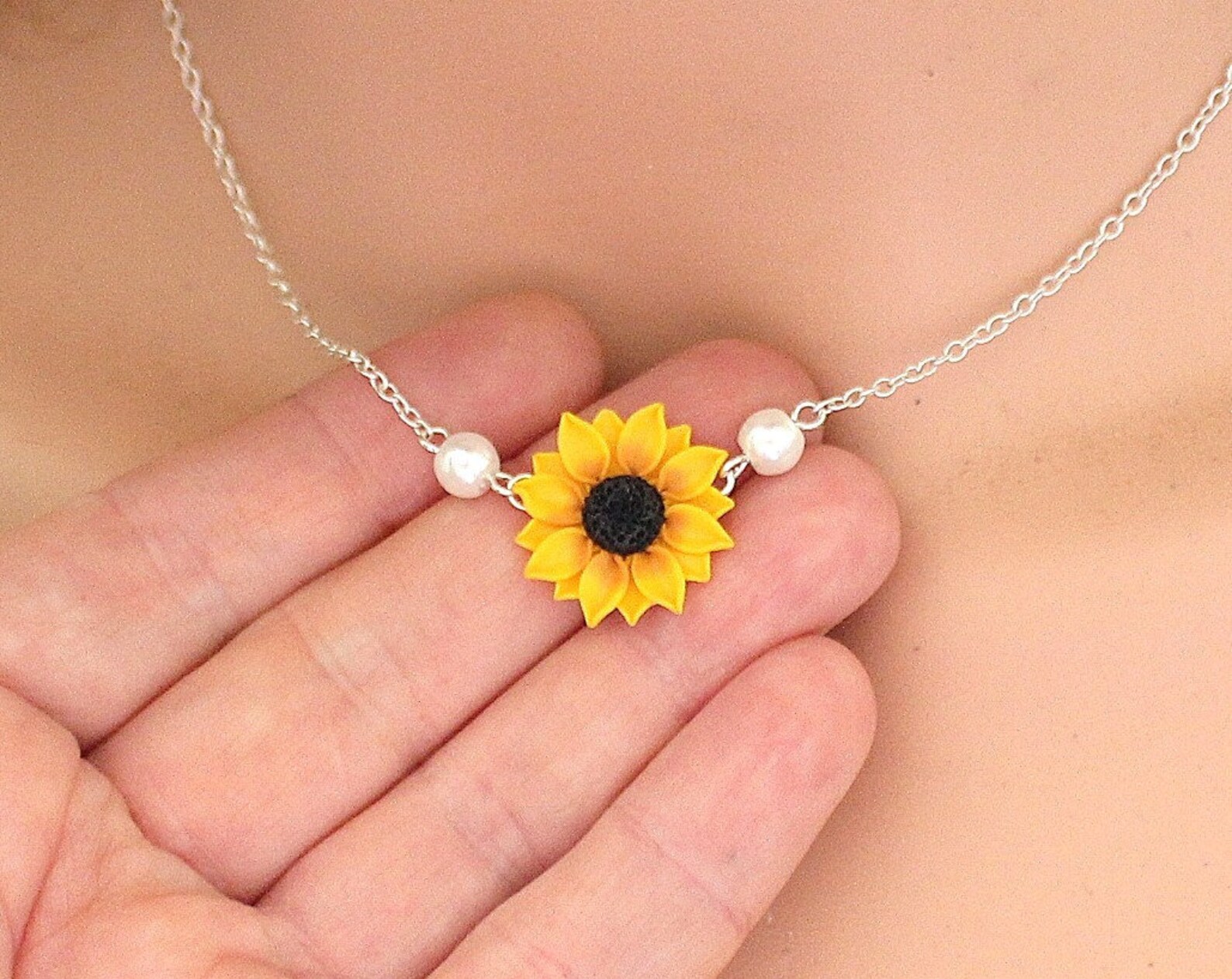 Sunflower Necklace Sunflower Jewelry Gifts Yellow Sunflower Etsy