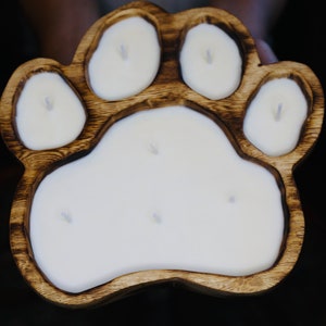 8-Wick Wood PawPrint Soy Candle