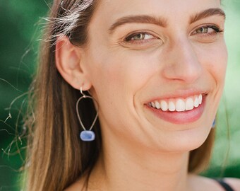 Blue Ceramic Earring Pendants, Handmade Earrings, Blue Earrings