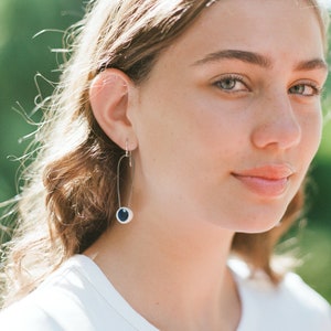 Navy Drop Ceramic Earring Pendants, Handmade Earrings, Navy Earrings