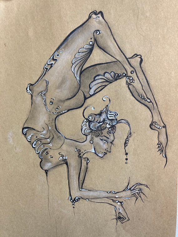 Surreal artwork | Framed prints|Acrobat Illustration | Gothic Macabre | Gallery wall ARCH