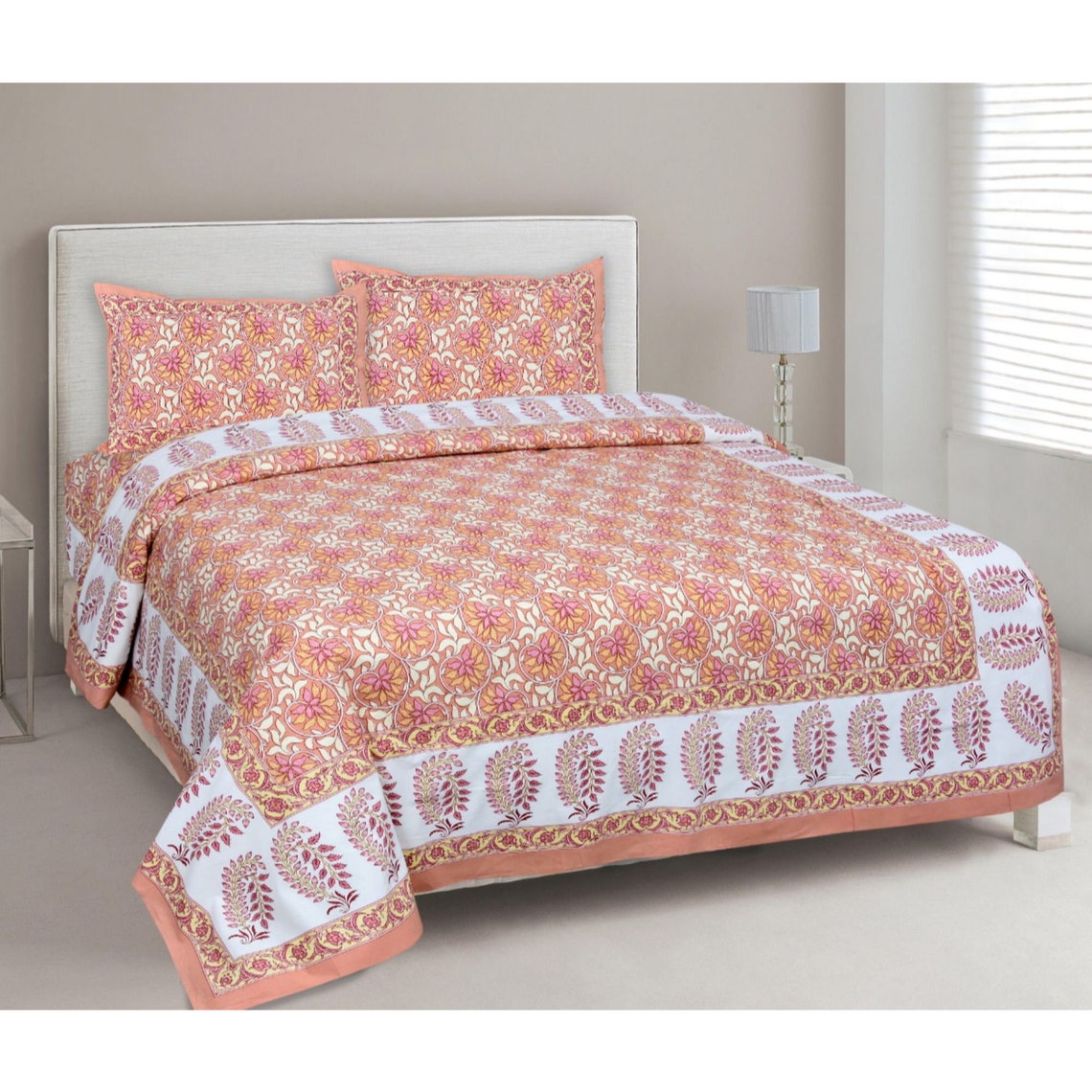 Indian Handloom cotton Double bed bedsheet Glace Cotton with Etsy