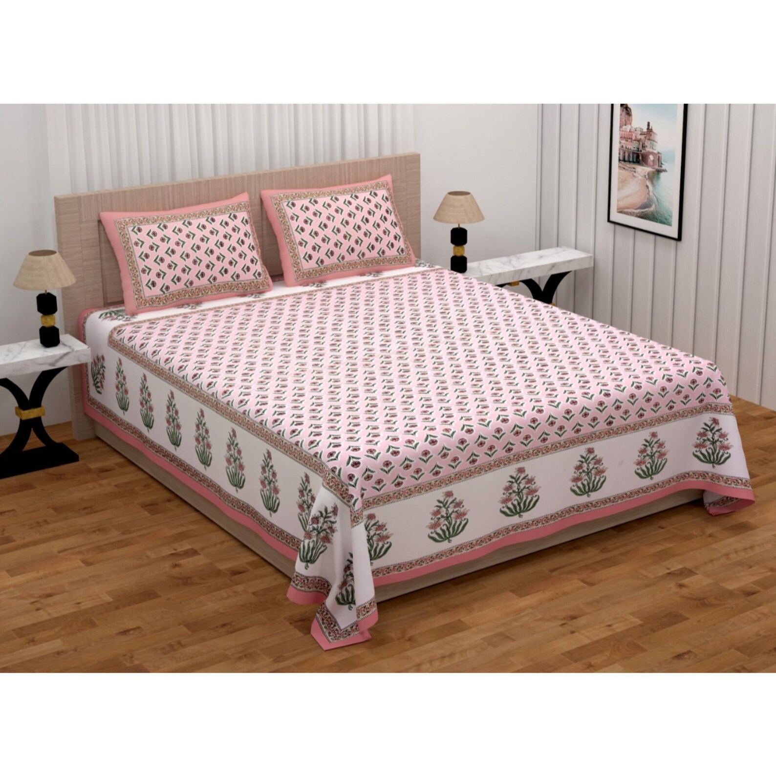 Indian Handloom cotton Double bed bedsheet Glace Cotton with Etsy