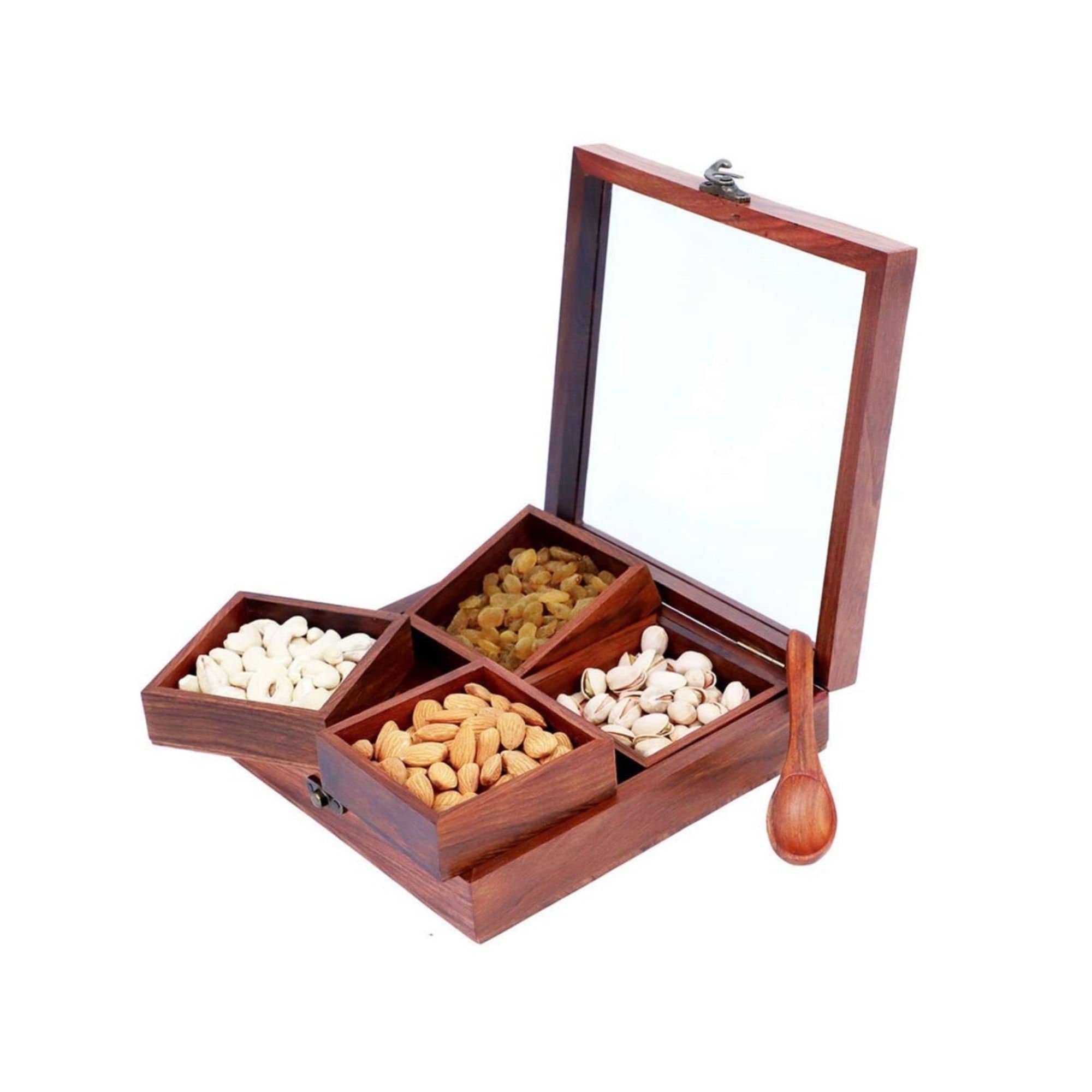 nutbox Luxury Wooden Sharer snack box for nuts sweets and dried fruit platter box with lid 