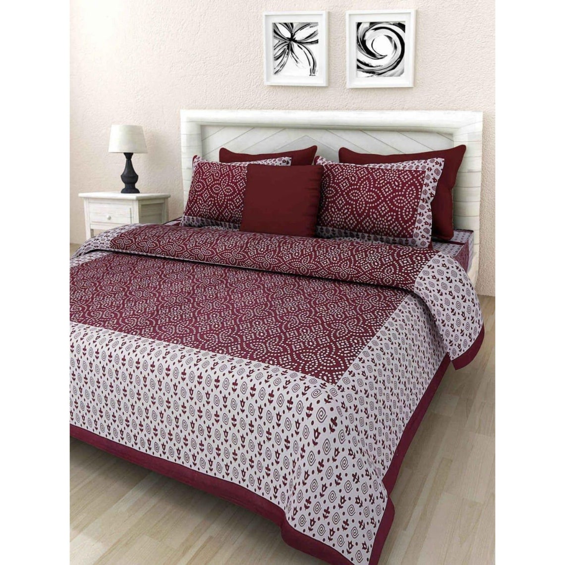 Indian Handloom cotton Double bed bedsheet Glace Cotton with Etsy