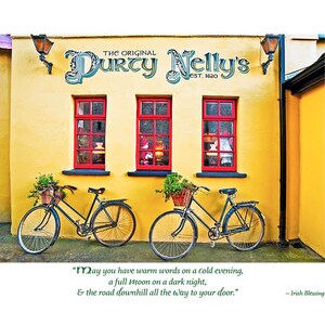Carte d'anniversaire de pub irlandais Durty Nellys, carte d'anniversaire irlandaise, carte de pub irlandais, carte de vélo, Dirty Nellys, carte photo irlandaise, cartes respectueuses de l'environnement