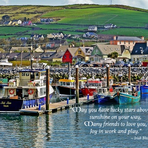 Carte d'anniversaire Irish Harbour, anniversaire de bénédiction irlandaise, carte d'anniversaire irlandaise, bénédiction irlandaise, carte respectueuse de l'environnement, carte d'anniversaire de la péninsule de Dingle