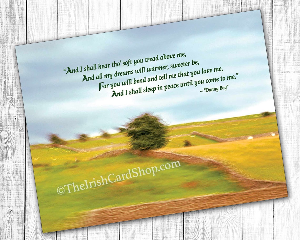 Danny Boy Irish Sympathy Card, Irish Sympathy Card, Irish Bereavement, Irish Condolence, and I