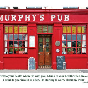 Anniversaire du Murphy's Pub, carte d'anniversaire irlandaise, je bois à votre bonheur, carte de pub drôle, anniversaire de toast irlandais, anniversaire de pub irlandais, irlandais drôle