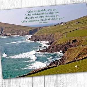 Carte irlandaise de jour de rue Patrick de paysage, jour de rue Patricks, « que les collines irlandaises », bénédiction irlandaise, carte de jour de rue de péninsule de Dingle