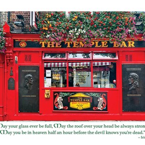 Carte d'anniversaire Temple Bar, carte d'anniversaire irlandaise, carte de pub irlandais, pub Temple Bar, carte photo irlandaise, carte de toast irlandais, carte photo irlandaise