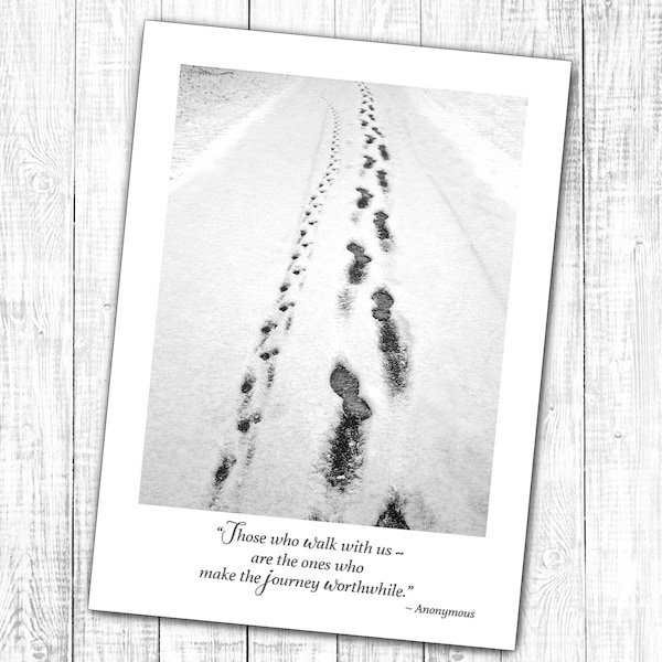 Winter Dog sympathy card, pet sympathy card, Eco friendly sympathy, dog footprints, pet condolence card, "Those who walk with us" Dog walker