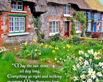 Birthday wishes come true, Irish birthday card, Irish thatch card, dreams come true, Adare thatch, Irish blessing, Irish blessing birthday