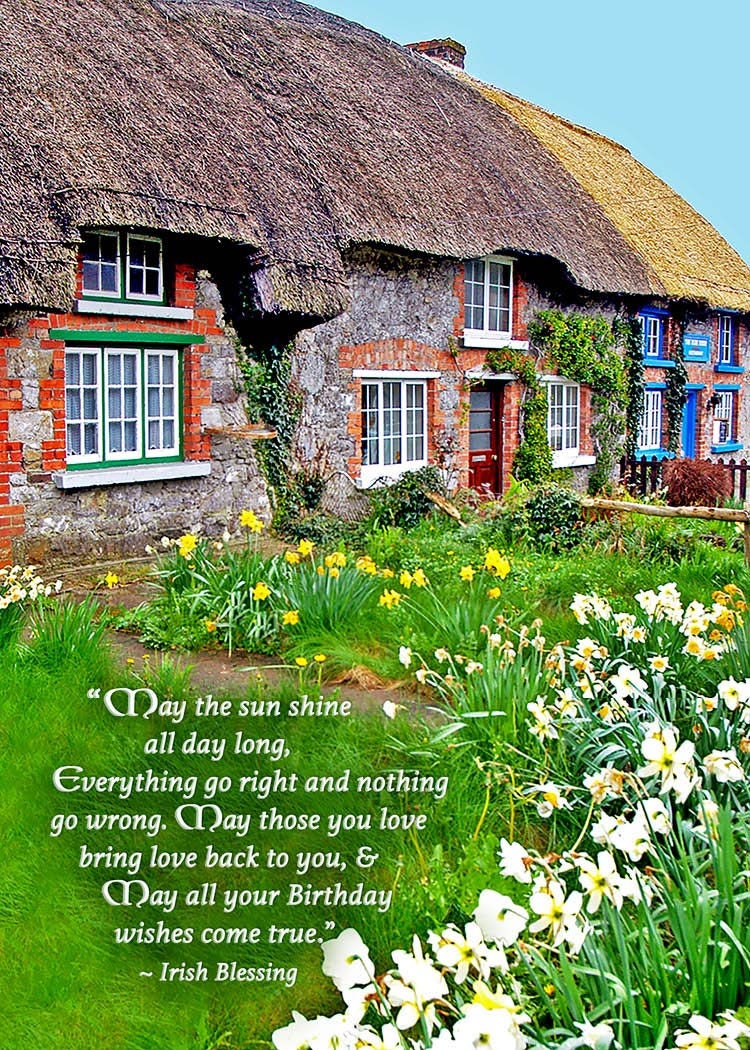 Birthday Wishes Come True, Irish Birthday Card, Irish Thatch Card