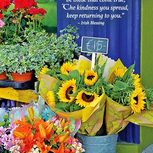 Carte de fête des mères irlandaise du marché aux fleurs, carte de mère irlandaise, carte irlandaise pour maman, « Que les rêves que vous chérissez le plus. » fête des mères respectueuse de l’environnement