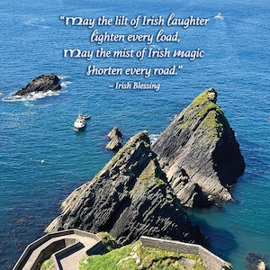 Shorten Every Road Birthday Irish Birthday card, Dunquin Pier Birthday card, Irish landscape card, Irish blessing, Dingle Peninsula card