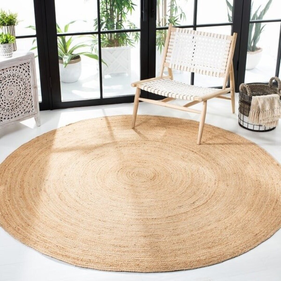 Round Jute Rug Natural Round Rug, Boho Round Rug, Natural Jute Rug