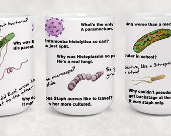 Microbiology Puns 15oz Ceramic Mug | Fun Gift for Microbiologists, Infectious Disease Professionals, Teachers