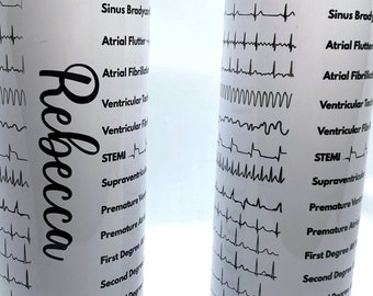 Personalized Cardiology Cardiac EKG ACLS | 20oz Skinny Tumbler | Fun Gift for Nurses, Cardiologists, Medical Students, Electrophysiologists