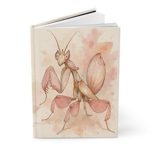Orchid Mantis Hardcover Journal Matte, Nature Lover Diary Notebook, Botanical Insect Journal, Gift for Writers, A5 Bullet Planner,