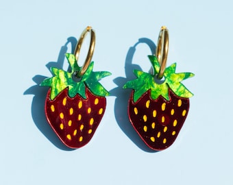 Strawberry Hoop Earrings