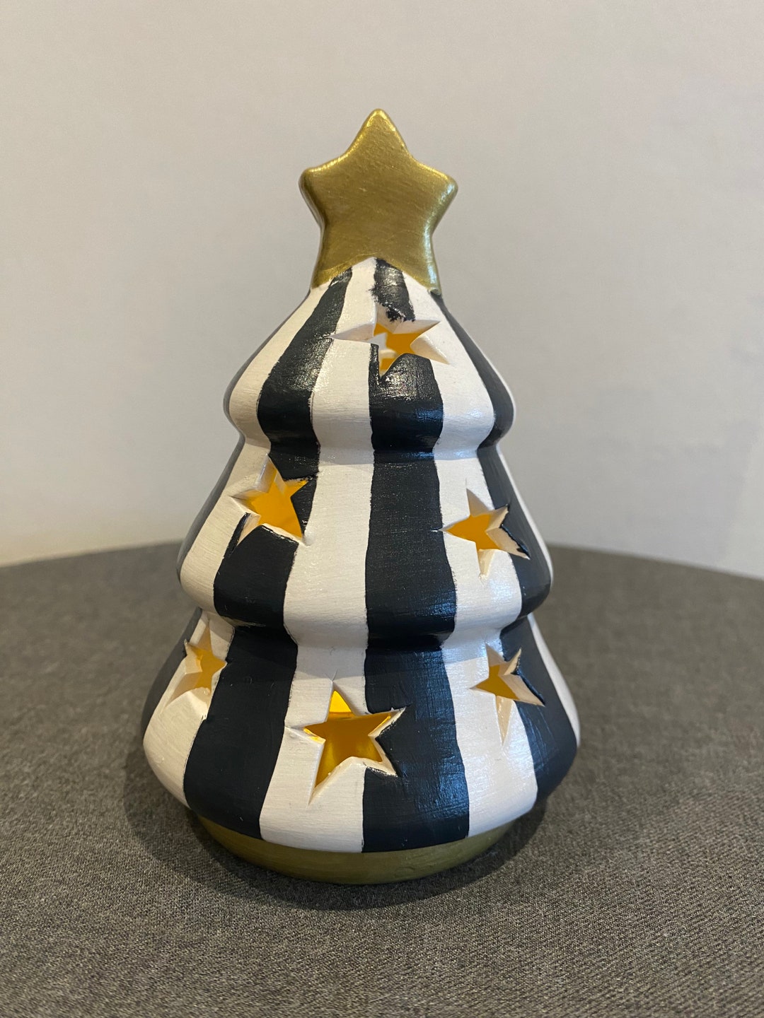 Hand Painted Ceramic Christmas Tree Tea Light Holder in Mackenzie