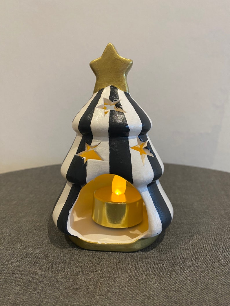 Hand Painted Ceramic Christmas Tree Tea Light Holder in Mackenzie