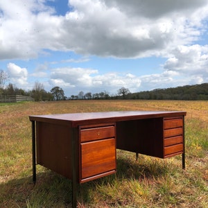 Mid Century Modern Danish Teak Partners Desk by Peter Hvidt & Orla Mølgaard-Nielsen for Søborg, Denmark, 1950s