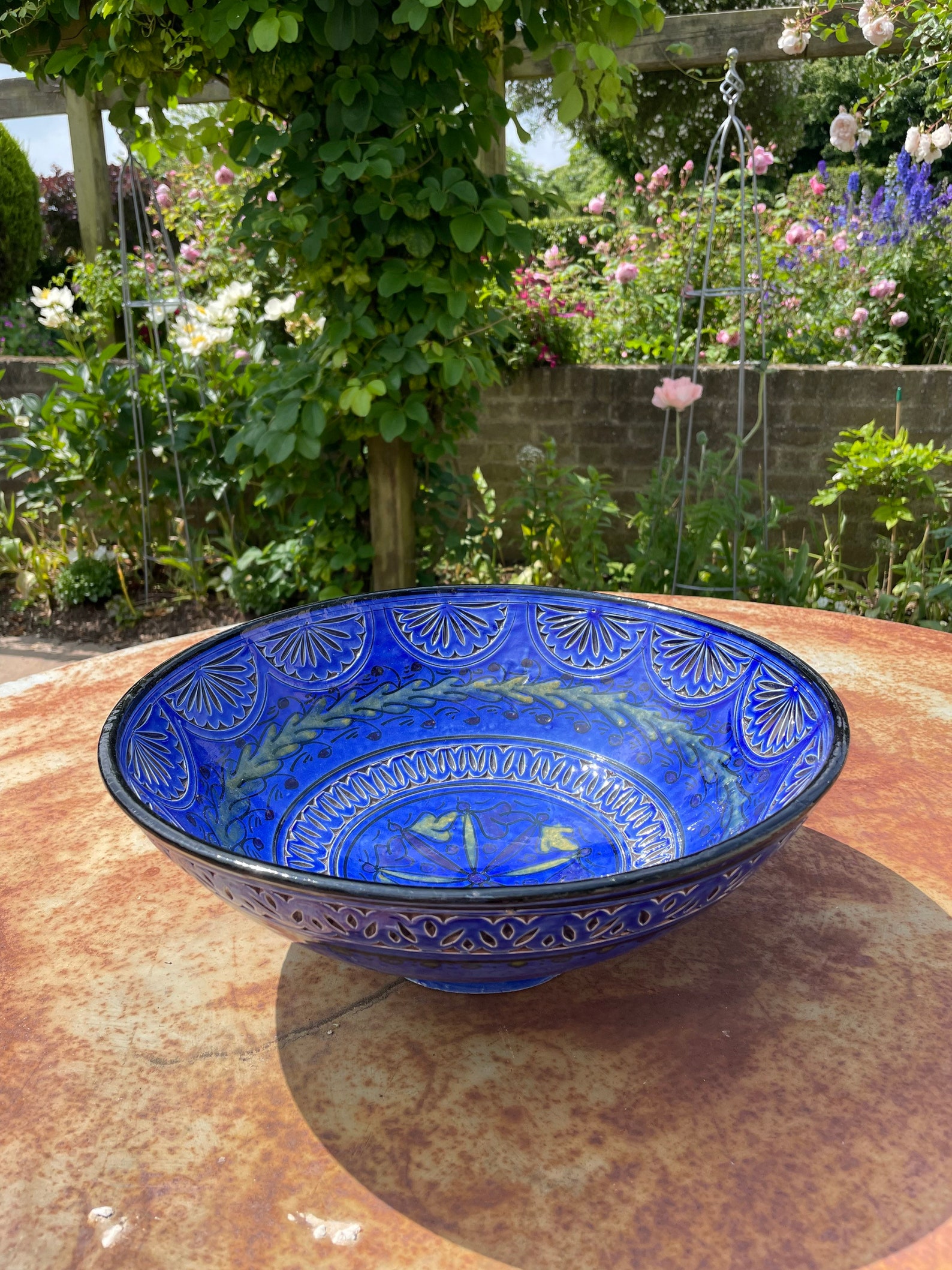 Mid Century Modern Large Blue Decorative Bowl by Safi Earthenware - Etsy