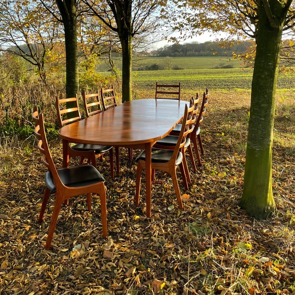 Mid  Century Modern Scandinavian teak extending dining table by Nils  Jonsson for Hugo Troeds  seats 10.