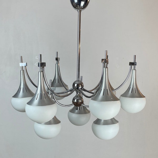 Vintage 1980s Italian 'Trumpet' Chandelier in the style of Gaetano Sciolari