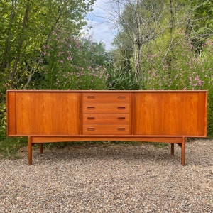Vintage Mid Century Modern Danish Teak Tambour Fronted Sideboard by Bernh. Pedersen & Son’s, Danish, Mid-Century Modern 1970's