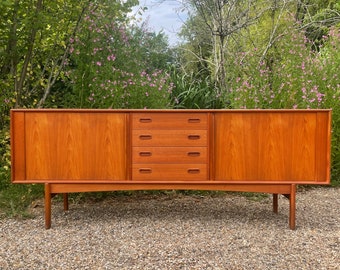 Vintage Mid Century Modern Danish Teak Tambour Fronted Sideboard by Bernh. Pedersen & Son’s, Danish, Mid-Century Modern 1970&#39;s