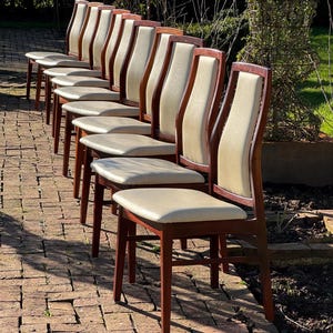 Mid Century Modern Danish set of  10 Rosewood Dining chairs by Niels Keofoed 1970