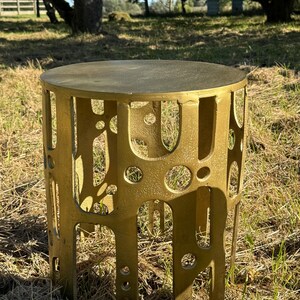 Mid Century Modern Brutalist Hollywood Regency Pair of Gilt Metal Side ...