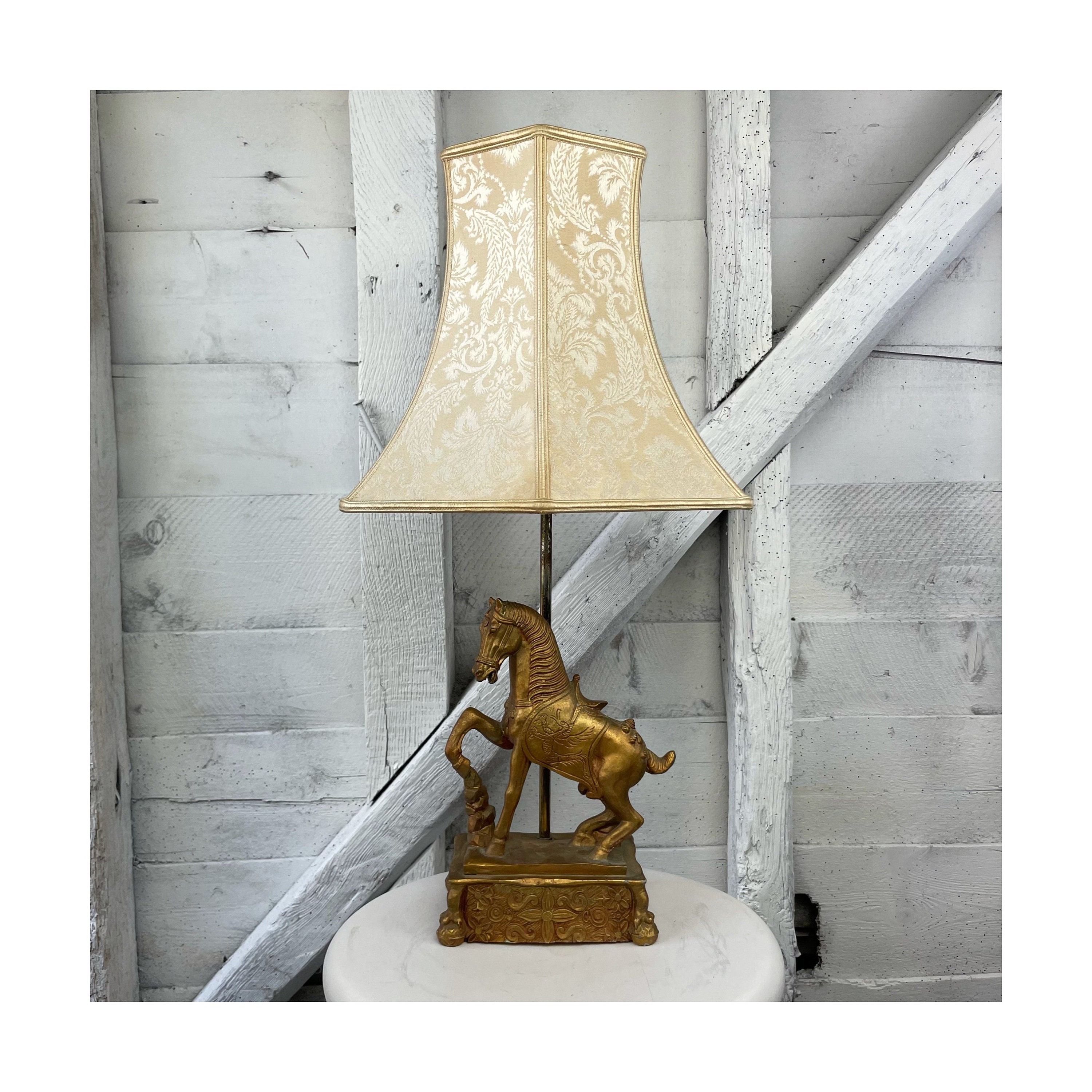 Vintage Oriental Style Warrior Horse Lamp - Etsy