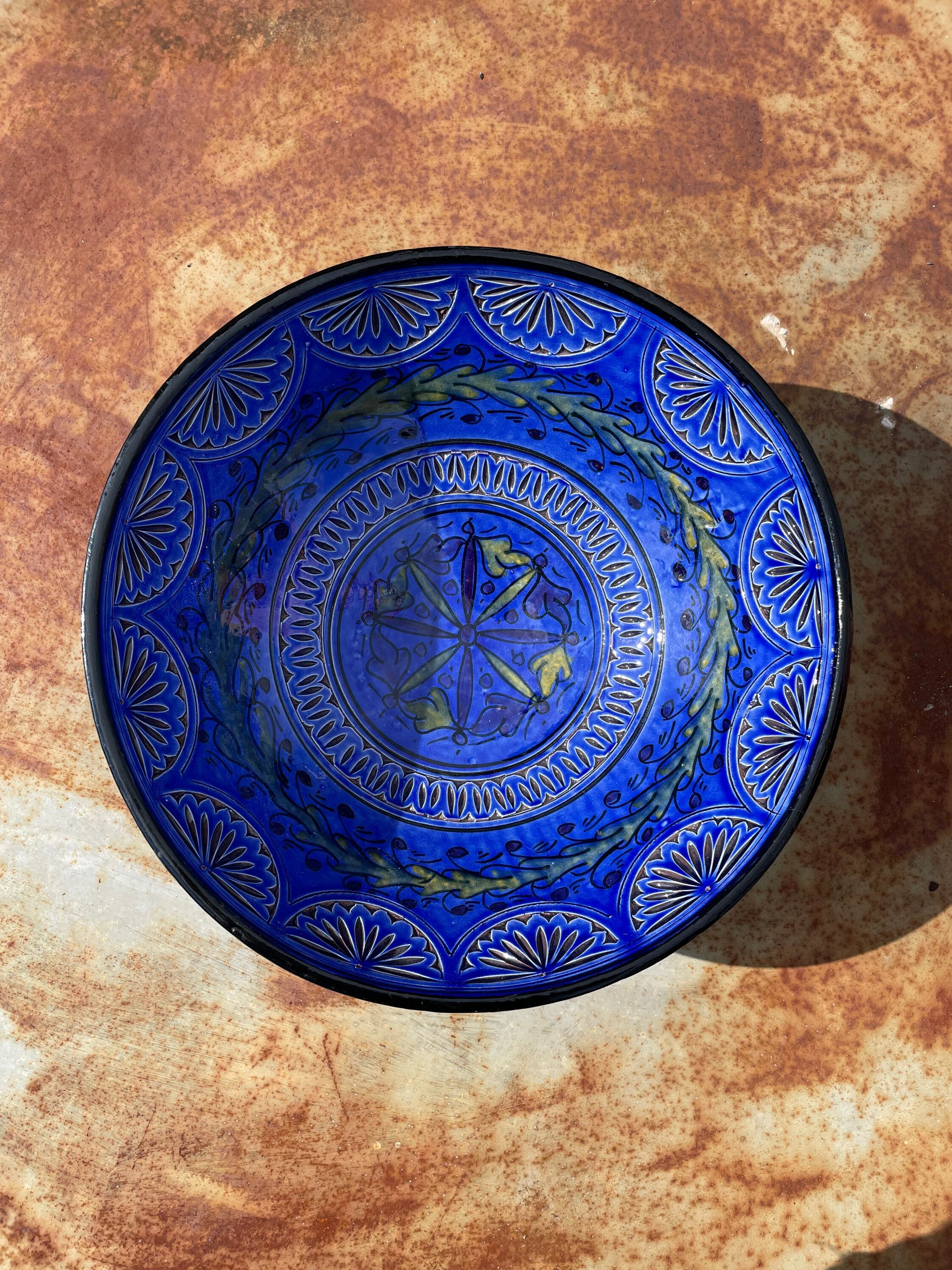 Mid Century Modern Large Blue Decorative Bowl by Safi Etsy UK