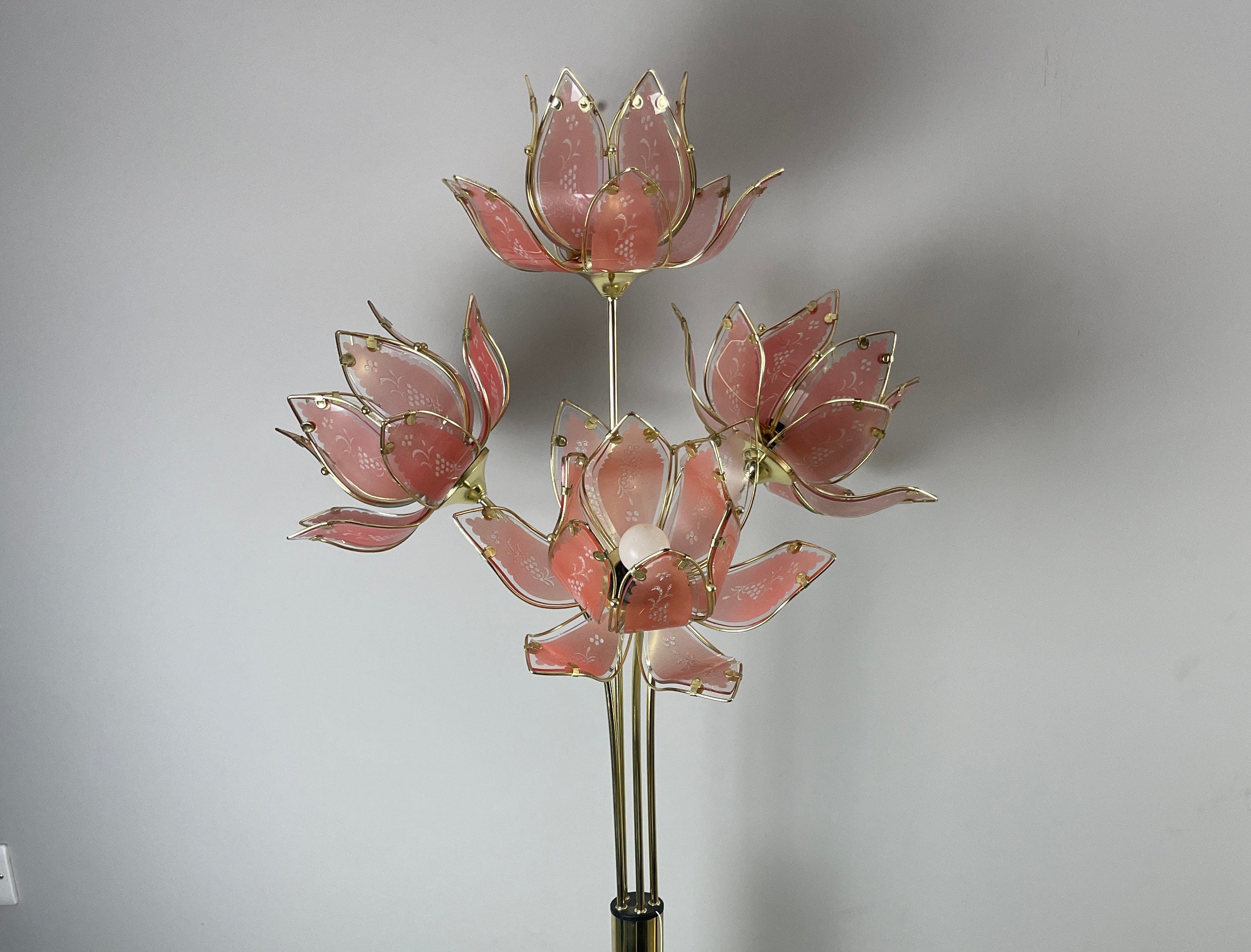 Mid Century Modern Hollywood Regency Tall Pink Lotus Lamp Etsy UK